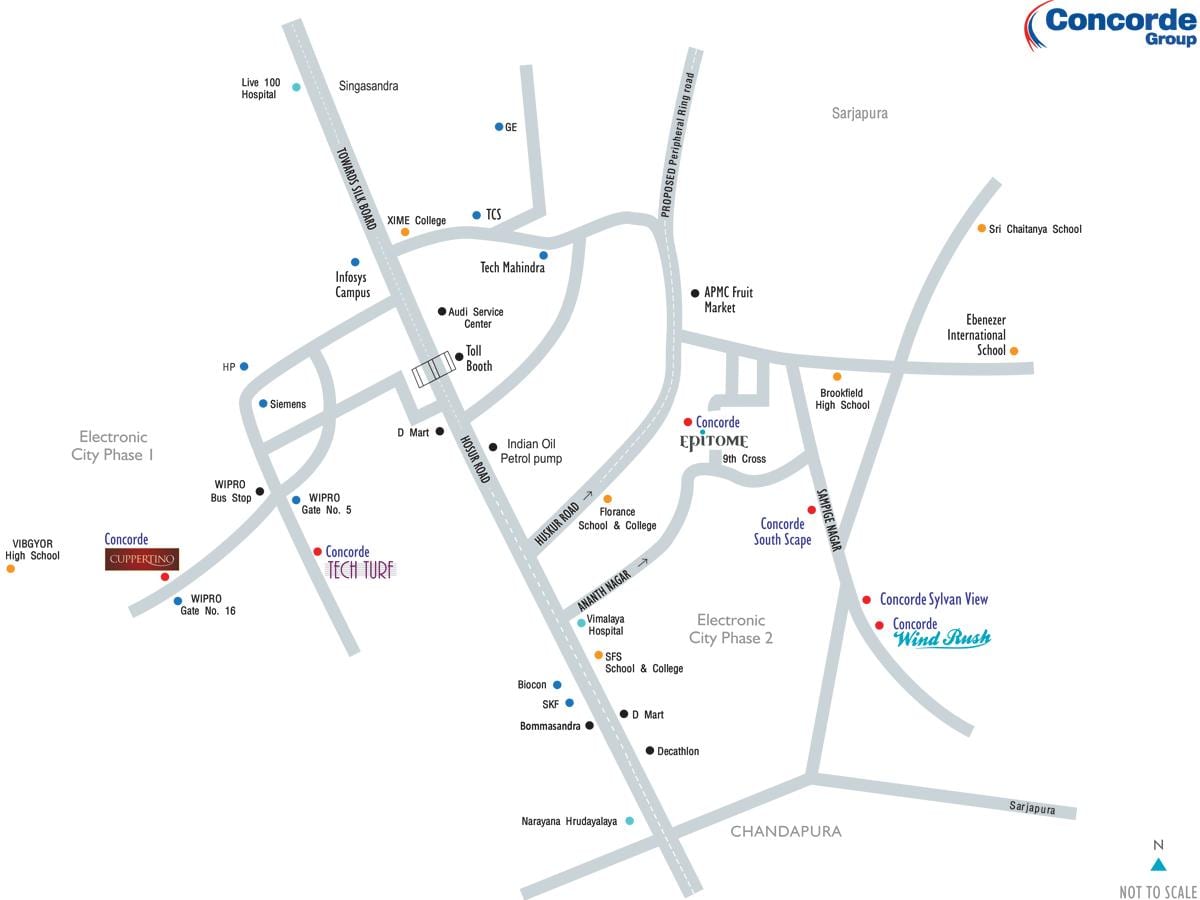 რუკა ელექტრონული ქალაქის Bangalore