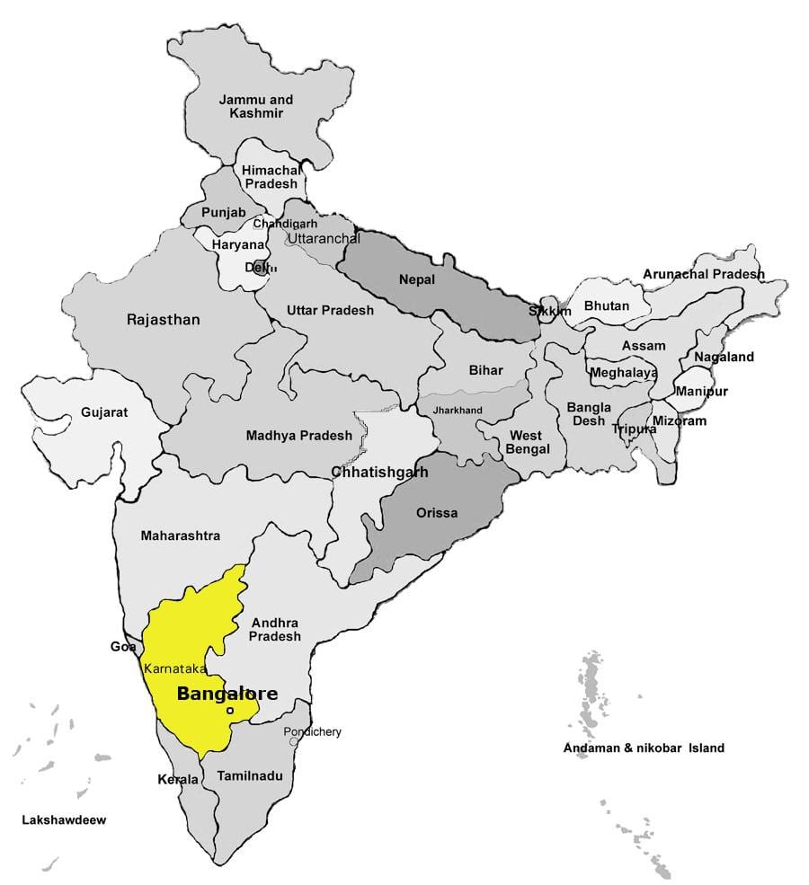 რუკა Bangalore, ინდოეთი