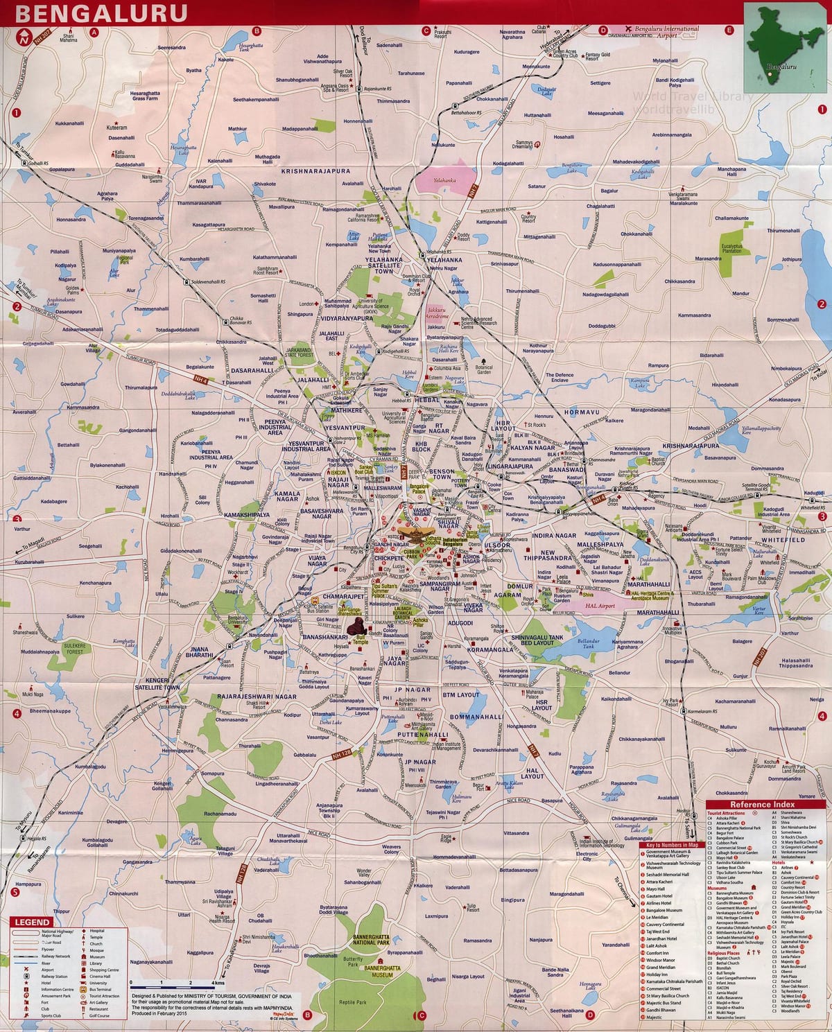 Bangalore ტურისტული ატრაქციონები რუკა