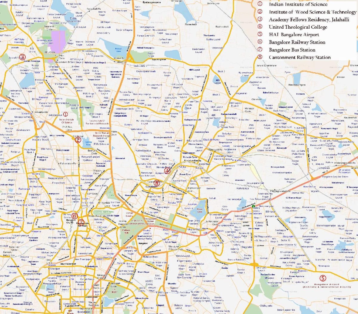 მარშრუტის რუკას Bangalore
