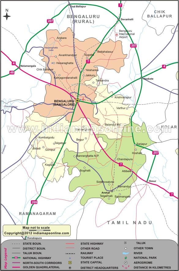 Bangalore ქალაქის მუნიციპალიტეტის რუკა